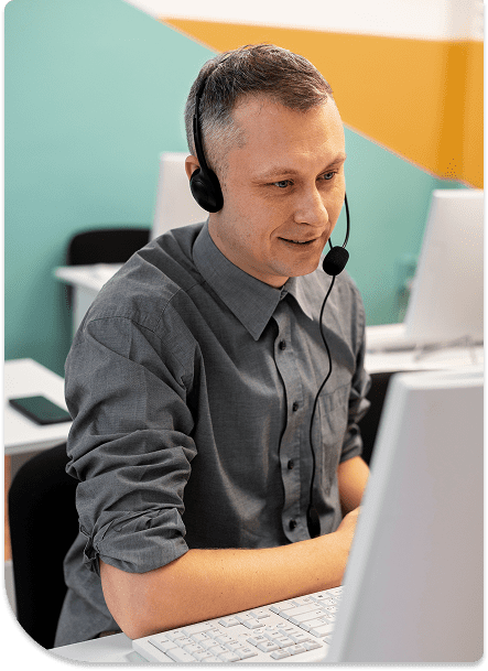 man headphones computer 1